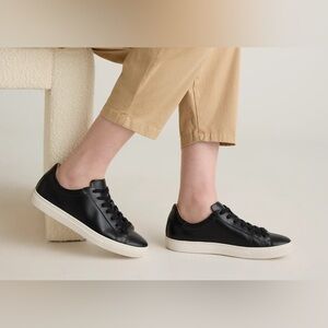 Quince 100% Black Leather Sneakers with White Soles